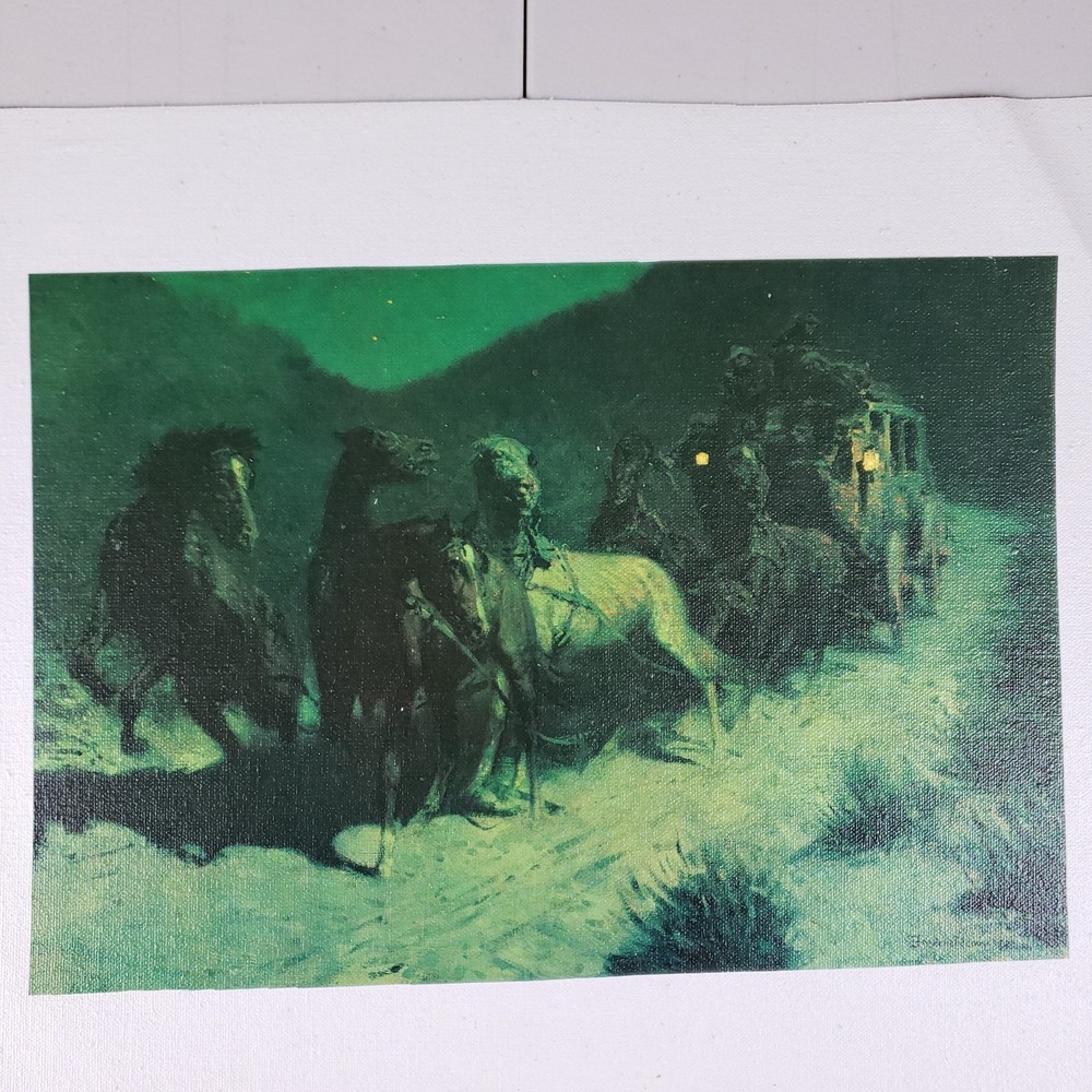 Frederic Remington‎ Stage Coach Canvas Print 17x13 Green
